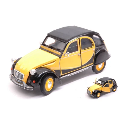 CITROEN 2 CV 6 CHARLESTON 1982 YELLOW/BLACK 1:24-27 Welly Auto Stradali Modellin - Immagine 1 di 3