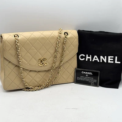 Auténtico Bolso de Hombro Chanel 'Casi Como Nuevo' Matellase 25 W Cadena Solapa Coco Beige Tarjeta Foto 1 de 4