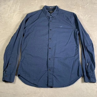 Hollister Shirt Mens Large Blue Epic Flex Stretch Muscle Fit Button Down Casual - Image 1 of 4