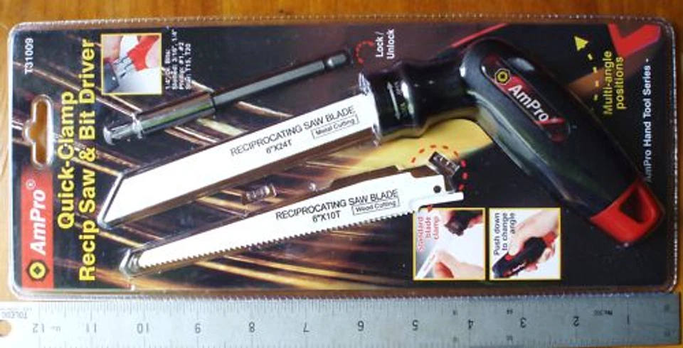 Sierra recíproca de abrazadera rápida AmPro y destornillador + 2 hojas para madera metal Foto 1 de 1
