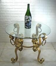 Italian Ornate Hollywood Regency Gold Iron & Glass Dining Patio Bistro Table 