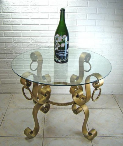 Italian Ornate Hollywood Regency Gold Iron & Glass Dining Patio Bistro Table Cover