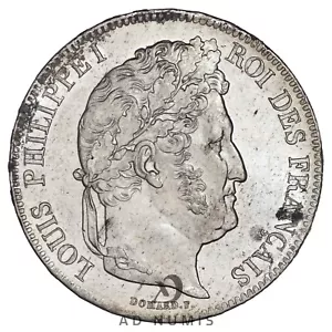 France 5 francs 1838 W Louis-Philippe argent SUP+/SPL Lille pièce de monnaie - Foto 1 di 2