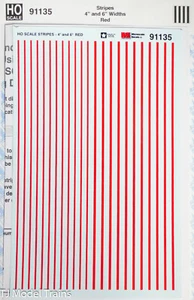 Microscale Decal HO #91135 Stripes 4" and 6" Widths (RED) Water Slide Decal  - Picture 1 of 1