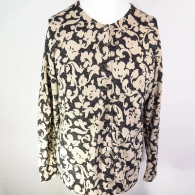 Cárdigan Suéter CHARTER CLUB Negro Tostado Dorado Brillo Manga Larga Talla 2X Foto 1 de 4