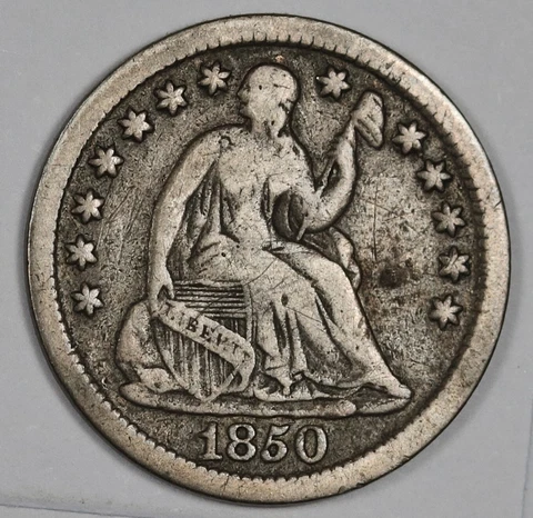 1850 Seated Liberty Half Dime.  Fine.   185760 Cover