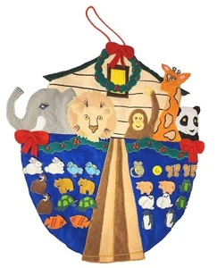 Calendario Avvento Natale Arca di Noè da Appendere Feltro Ricamato Applique Animali - Foto 1 di 5