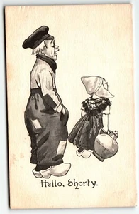 Postal Holandesa Niño y Niña Corta "Hola, Shorty" Principios 1900 - Imagen 1 de 2