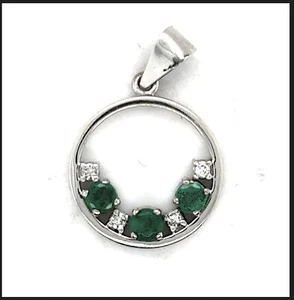 18K 750 Weißgold Diamant Smaragd Anhänger neuw. Goldschmiedearbeit Pendant Neuw. - Bild 1 von 24