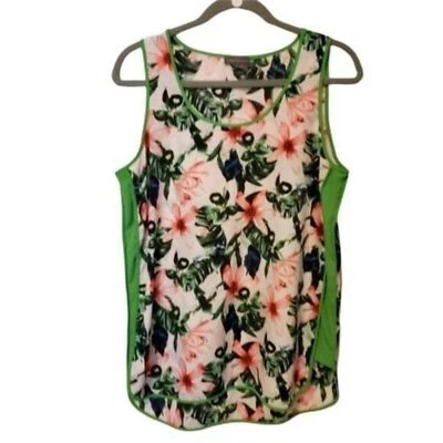 Blusa sin mangas Vince Camuto para mujer talla M blanca verde floral manga gorra Foto 1 de 4