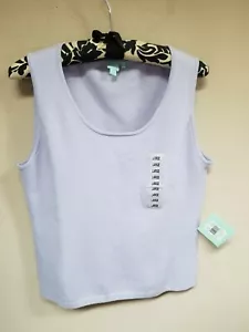 New Shu Shu Womens Scoop Neck Ribbed Knit Sweater Tank Top Large Lavender Casual - Picture 1 of 8
