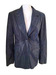 Parasuco Women Jacket Blazer Size 6 Fitted Blue Lined Magnet Closure Y2K 90's - Picture 1 of 10