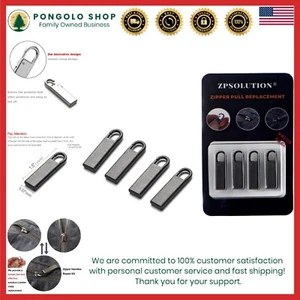 Compact Black Zipper Tab Repair Pulls for Bags - Easy Installation (Set of 4) - Picture 1 of 10