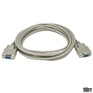 10ft Serial RS232 DB9 DB 9 9-Pin COM Port Female to Female F/F Molded Cable - Picture 1 of 2