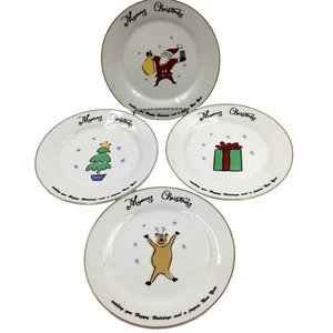 Merry Brite 7.5"Christmas Salad Plates ~ 4 Different Designs ~ EUC - Picture 1 of 5