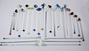 VTG Lot of 25 Art Glass Swizzle Stir Sticks Barware - Bild 1 von 6