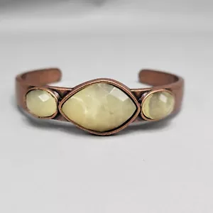 Copper Bracelet Cuff White Acrylic Cabochon - Picture 1 of 9