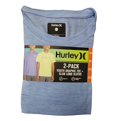 Hurley T-shirt Boys Soft & Breathable Crew Neck Graphic Slub Long Sleeve 2 Pack - Image 1 of 4