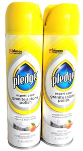 Lot Of 2 Cans Pledge Expert Care Granite & Stone Polish Orange Scent Spray 9.7oz - Picture 1 of 12