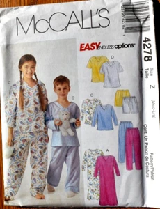 MCCALLS PATTERN 4278 TOP PANTS NIGHTSHIRT GIRLS BOYS SIZES MEDIUM LARGE UNCUT - Picture 1 of 2