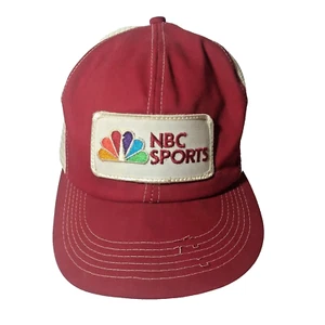 Vintage NBC Sports Patch Snapback Hat Trucker Mesh Red Cap USA K-Brand - Picture 1 of 10