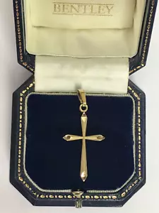 Vintage Kreuz Anhänger 9kt Gold 1976 - Modernist Vintage Gold Cross Pendant - Bild 1 von 14