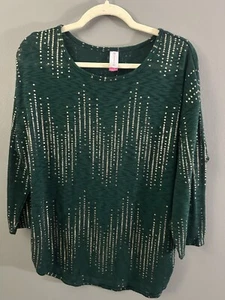 No boundaries, XL, green and gold dots, long sleeve Light Sweater - Picture 1 of 4