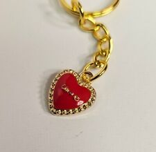 Red Heart Golden Back - Charm Keychain / Love Pendant Keychain 
