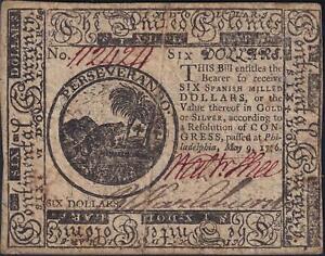 USPC Fr. CC-36 $6 May 9, 1776 COLONIAL (CONTINENTAL) CURRENCY