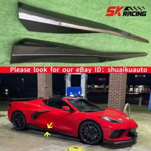 For Chevrolet Corvette C8 2020-2024 Glossy/Carbon Fiber Side Skirts Lip Cover - Bild 1 von 21