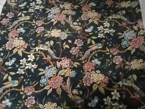 Resto di tessuto vintage uccellini floreali 95" x 56" cotone ? fiori - Foto 1 di 12