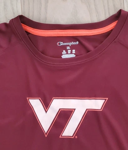 Champion Virginia Tech Hokies Athletic Shirt Large VT  NCAA Mens 100% Polyester Cover