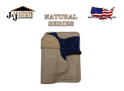 J&J SPRINGFIELD HELLCAT FORMED NATURAL LEATHER WALLET STYLE POCKET HOLSTER - Image 1 of 4