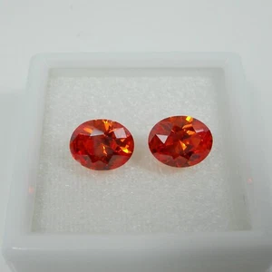 Oval 10x8mm Cut Grange Orange Citrine Color Created Loose Gemstone, 2 Pieces - Picture 1 of 3