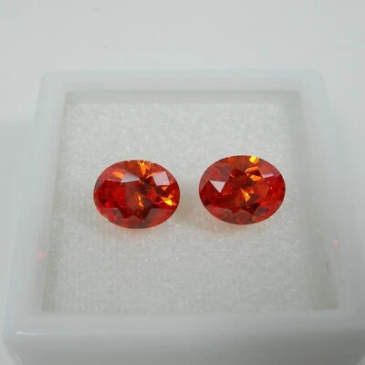Oval 10x8mm Cut Grange Orange Citrine Color Created Loose Gemstone, 2 Pieces - Image 1 of 3