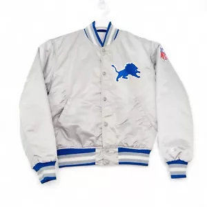Vintage Detroit Lions Satin Starter Jacket Silver Stadium Bomber Rare Gr. Medium - Bild 1 von 12
