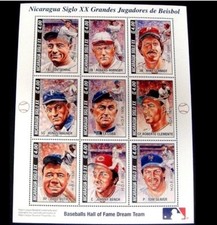 Stamp Set BASEBALL ROBERTO CLEMENTE Schmidt Gehrig Wagner Ruth Wagner Cobb Bench