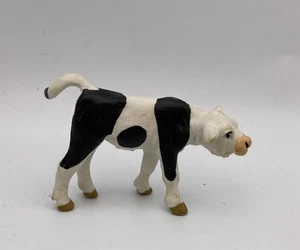 Schleich HOLSTEIN CALF Baby Cow Dairy Farm Figure (Black & White) 13016 Vintage - Picture 1 of 3