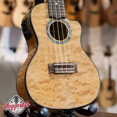 Lanikai QM-NACEC Quilted Maple Natural Concert Ukulele Cutaway with Electronics - Image 1 of 4