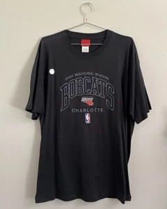 T-shirt vintage Charlotte Bobcats stagione inaugurale Reebok XL NBA Hornets 2004 rara - Foto 1 di 8