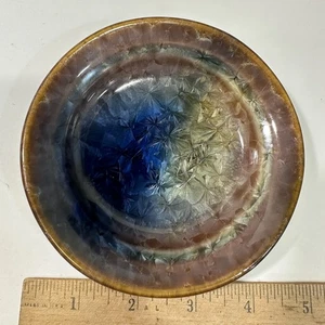 Bill Campbell Pottery Blue Crystalline Glaze Trinket Ring Dish 4.75" Signed - Picture 1 of 6