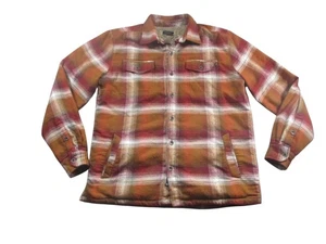 Marmot Jacket Mens Large Brown Plaid Sherpa Lined Flannel Shirt Coat Distressed - Picture 1 of 14