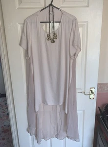 River Island Futuristic Cream Tunic with Fashion Jewelled Necklace UK 14 - NWT - Picture 1 of 22