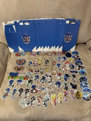 Sonic день рождения вечеринки Favors брелоки/повязка на запястье/заколка/свет/наклейки/коробки для 10 - Изображение 1 из 4