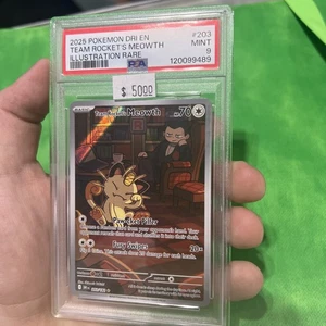 Team Rocket's Meowth 203/182 Sv10: Destined Rivals Holo PSA 9 - Picture 1 of 7