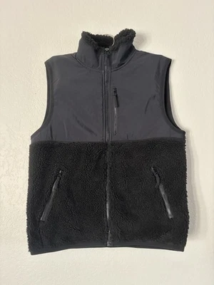 NWT J. Crew Factory Authentic Men’s Fleece Sherpa Vest Black Sz S - Image 1 of 4