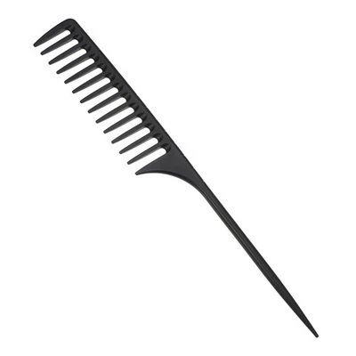 Wide Tooth Rat Tail Comb Plastic for Wet Curly Hair for Women Men Black - Image 1 of 2