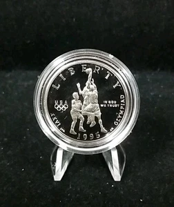 1995 S OLYMPICS Basketball Proof Commemorative 50c Half Dollar #5471 - Picture 1 of 2