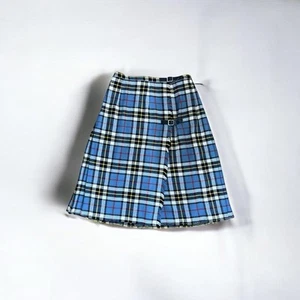 Vintage Brendella Wool Blue Tartan Plaid Skirt Kilt Ireland Wrap Buckle S/M - Picture 1 of 10
