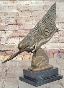 Signed Art Nouveau Nude Swimmer Bronze Sculpture Vintage Statue Figure Figurine - Picture 1 of 10